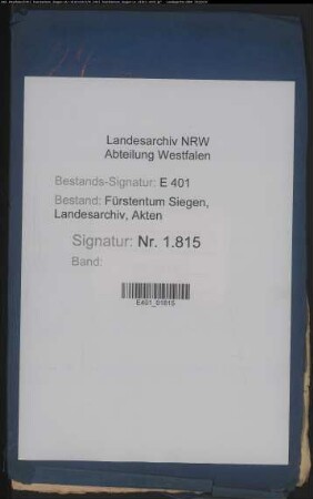 Rechtsstreit zwischen dem Bürger Jacob Pfender zu Siegen einerseits und Conrad von Selbach, genannt Quadfasel, zu Lohe sowie Christoff von Selbach, genannt Lohe, nebst Konsorten andererseits wegen der Belehnung einer Hütte auf der Wilde
