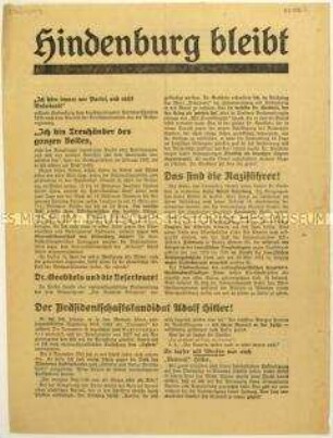 Aufruf zur Wahl von Paul von Hindenburg zum Reichspräsidenten 1932