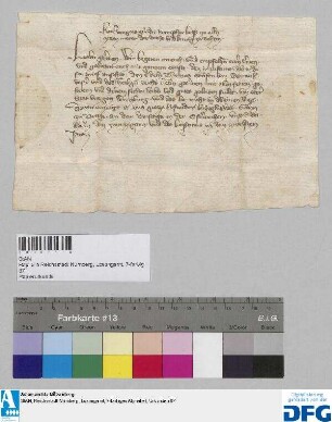 Kaiser Karl IV. gebietet der Stadt Nürnberg den edlen Thomas Grafen von Warwik mit dessen Gefährten und Dienern von Nürnberg nach Würzburg zu geleiten.