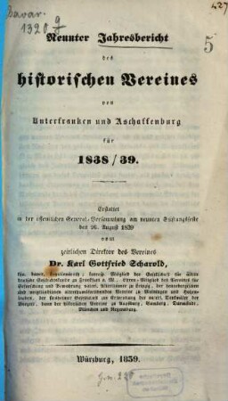 Jahresbericht. 1838/39 (1839) = Jg. 9
