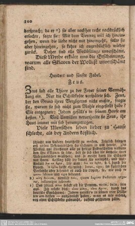 Hundert und fünfte Fabel. Zeus