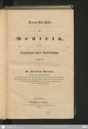 Geschichte der Medicin, in den Grundzügen ihrer Entwicklung dargestellt