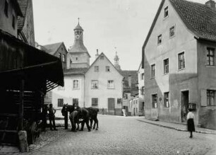 Kulmbach, Straße : Kulmbach. Straßenbild mit Hufschmiede