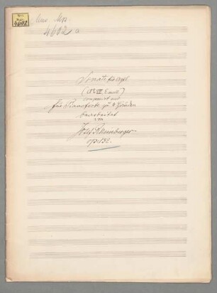 Sonate für Orgel Nr. 8 in e-moll op. 132 - BSB Mus.ms. 4602 a : Arrangement zu 4Hd. für Klavier