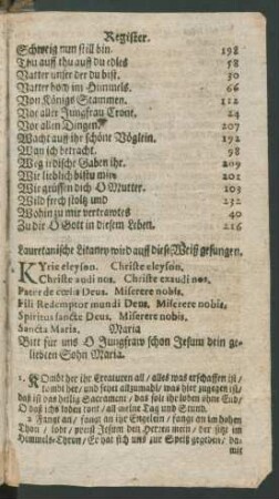 Lauretanische Litaney wird auff diese Weiß gesungen