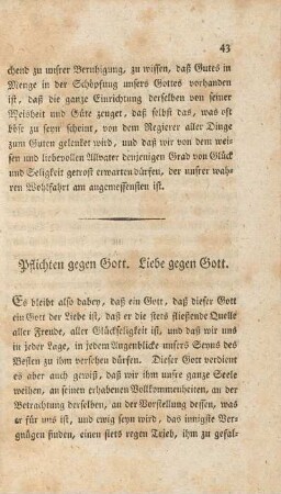 Pflichten gegen Gott. Liebe gegen Gott