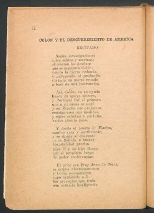 Colón y el Descubrimiento de América : Recitado