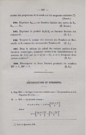 Rectifications et remarques.