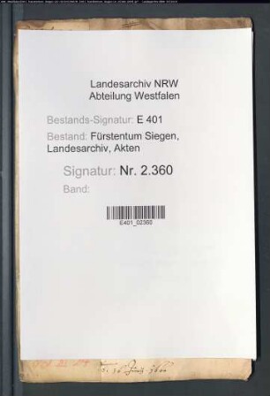 Kohlenregister des Amtes Siegen