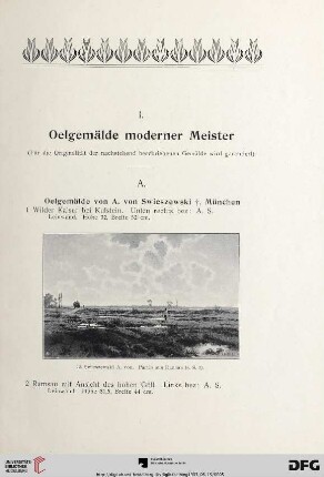 I. Oelgemälde moderner Meister (Nr. 1 - 134)