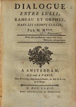 Dialogue entre Lulli Rameau et Orphée