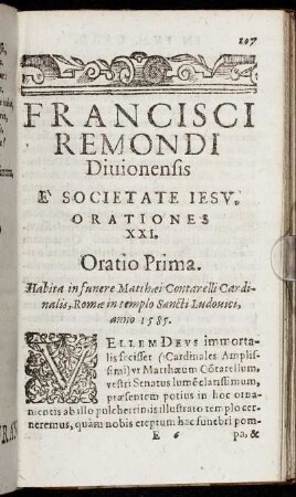 Oratio Prima.