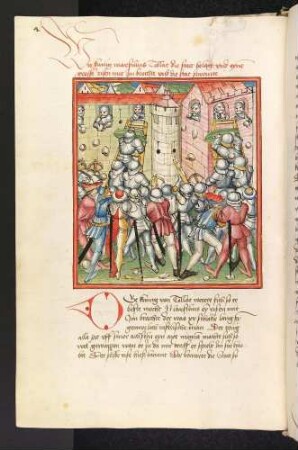 Die Truppen des Königs Marsilius versuchen die Stadt Toledo (Tollat) zu stürmen