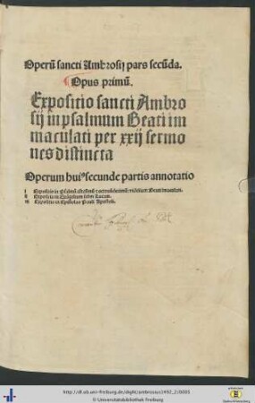 Pars Secunda: Operu[m] sancti Ambrosij pars ...