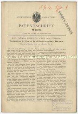 Patentschrift einer Waschmaschine für Rüben und Kartoffeln, Patent-Nr. 28277