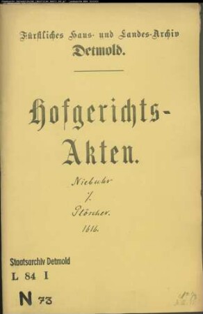 Niebuhr, Kord zu Hardissen gegen Ludolf Plöscher zu Lage - Schuldforderung
