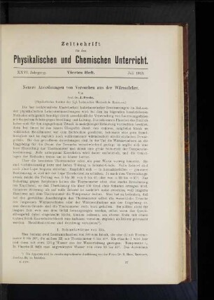 Neuere Anordnungen von Versuchen aus der Wärmelehre.