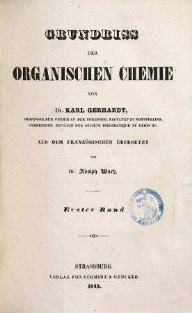 Grundriss der organischen Chemie. 1