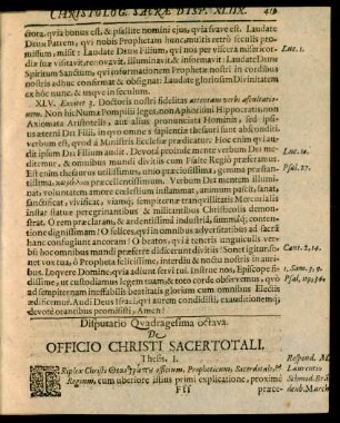 Disputatio Quadragesima octava. De Officio Christi Sacertotali.