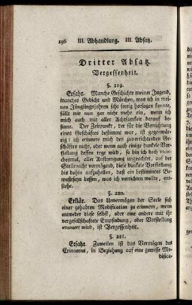 Dritter Absatz. Vergessenheit.