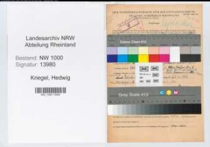 Entnazifizierung Hedwig Kriegel, geb. 07.06.1912 (Lehrerin)