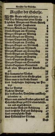 Register der Gebethe.