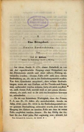 Neue Zeitschrift für Geburtskunde, 23,1. 1847