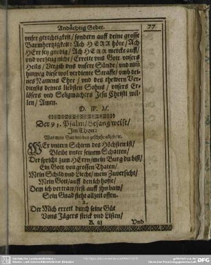 Der 91. Psalm, Gesang weise, Im Thon: Was mein Gott wil, das gechehe allzeit