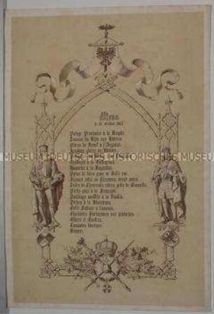Speisekarte vom 18. Oktober 1861