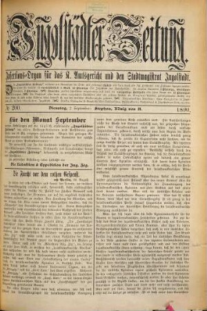 Ingolstädter Zeitung. 1890,9/12 = Jg. 19