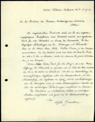 A. Brueckner an DAI Athen