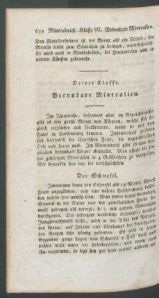 Dritte Klasse. Brennbare Mineralien.