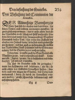 Von Besuchung und Communion der Krancken.