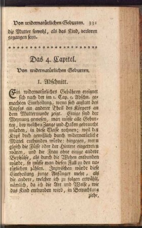 Das 4. Capitel. Von widernatürlichen Geburten
