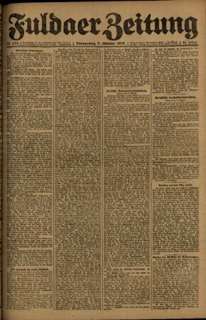 Ausgabe vom Donnerstag, den 09. Oktober 1919.