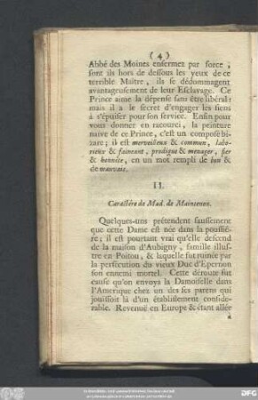 II. Caractére de Mad. de Maintenon.