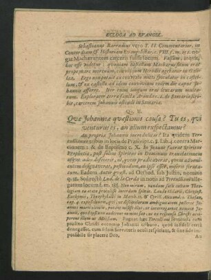 Qu. II. Quae Johannae quaestionis causa? ...