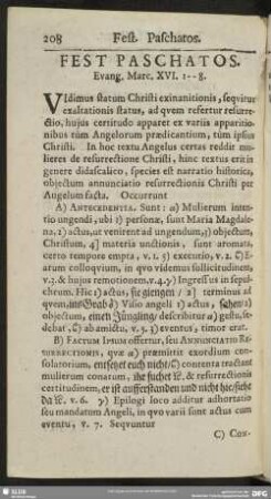 Fest Paschatos. Evang. Marc. XVI. 1-8
