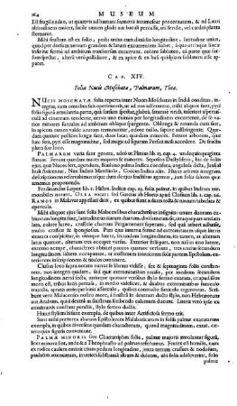 Cap. XIV. Folia Nucis Moschatae, Palmarum, Theae