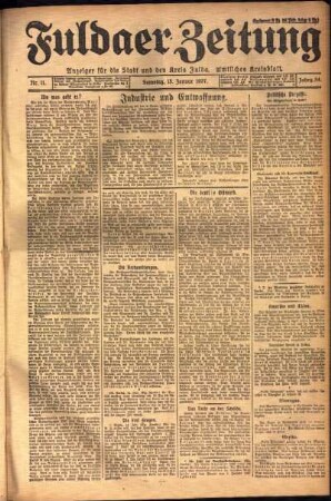 Ausgabe vom Samstag, den 15. Januar 1927.