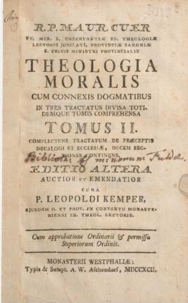 2: Complectens Tractatum De Præceptis Decalogi Et Ecclesiæ, Decem Sectiones Continens