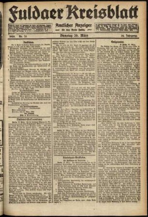 Ausgabe vom Dienstag, den 30. März 1920.