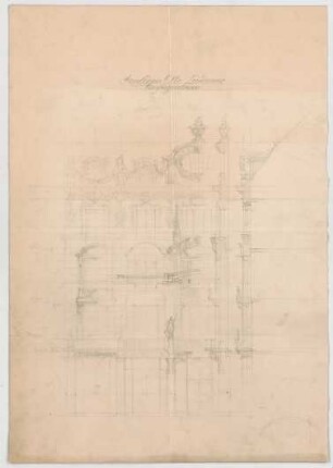 Thiersch, Friedrich von; München, Kaufinger Str. / Frauenplatz; Konfektionshaus Landauer - Fassadenentwurf (Teilansicht, Schnitte)