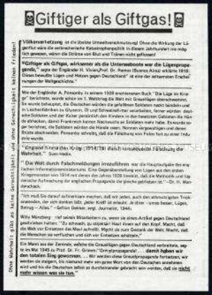 Neonazistisches Propagandaflugblatt mit Werbung für die Veröffentlichungen von A. Kofler