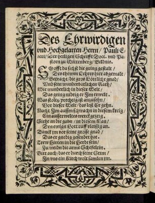 Des Ehrwirdigen und Hochgelarten Herrn/ Pauli Eberi ... Bildnis.