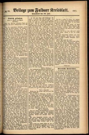 Zweite Ausgabe vom Samstag, den 20. Juli 1901.