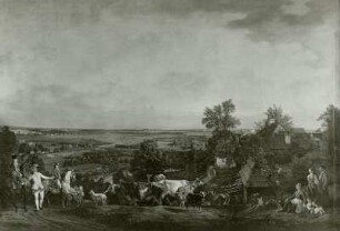 Ansicht der Wiesen von Wilanow (gesehen von der Weichselhöhe neben dem sogenannten Belvedere-Palais in der Nähe von Schloß Ujazdow)