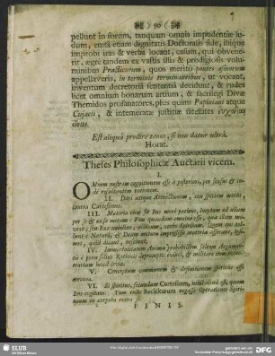 Theses Philosophicae Auctarii vicem
