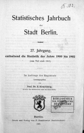 27.1900/1902: Statistisches Jahrbuch der Stadt Berlin