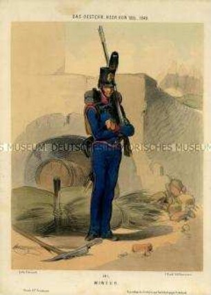 Uniformdarstellung, Mineur, Österreich, 1835/1848. Tafel 102 aus: Gerasch: Das Oesterreichische Heer.